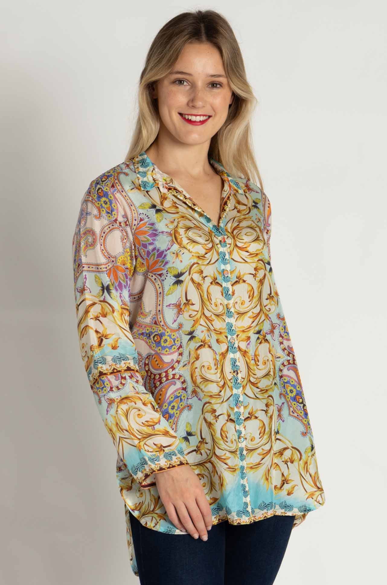 Johnny Was - Indy Tunic in Scroll Scarf Print