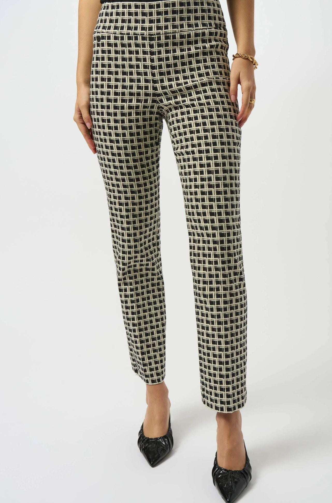 Joseph Ribkoff - Jacquard Geometric Print Straight Pull On Pants