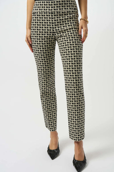 Joseph Ribkoff - Jacquard Geometric Print Straight Pull On Pants