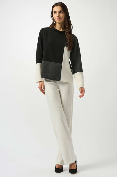 Joseph Ribkoff - Jacquard Knit Colour Block Boxy Top