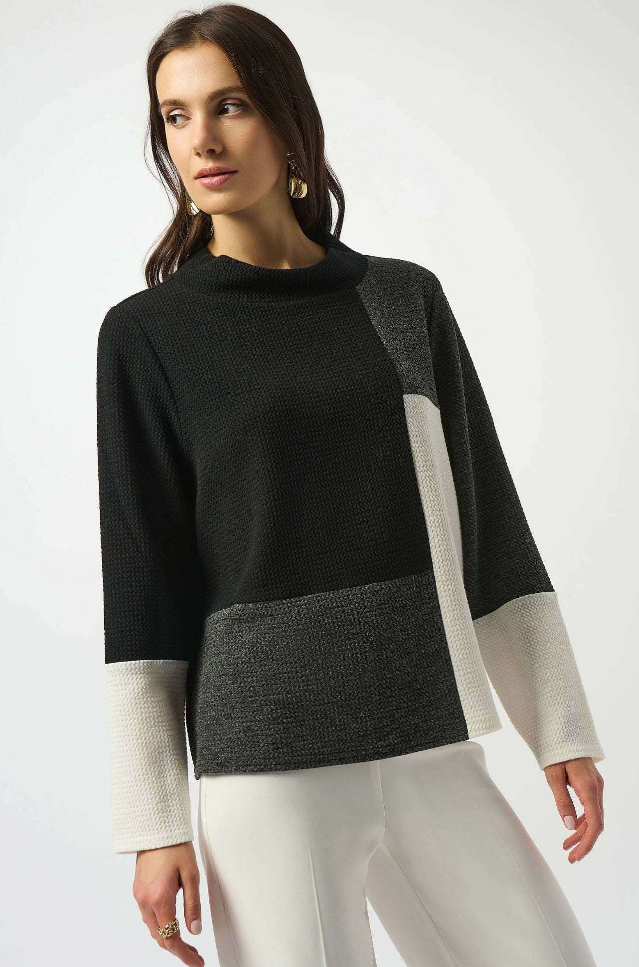 Joseph Ribkoff - Jacquard Knit Colour Block Boxy Top