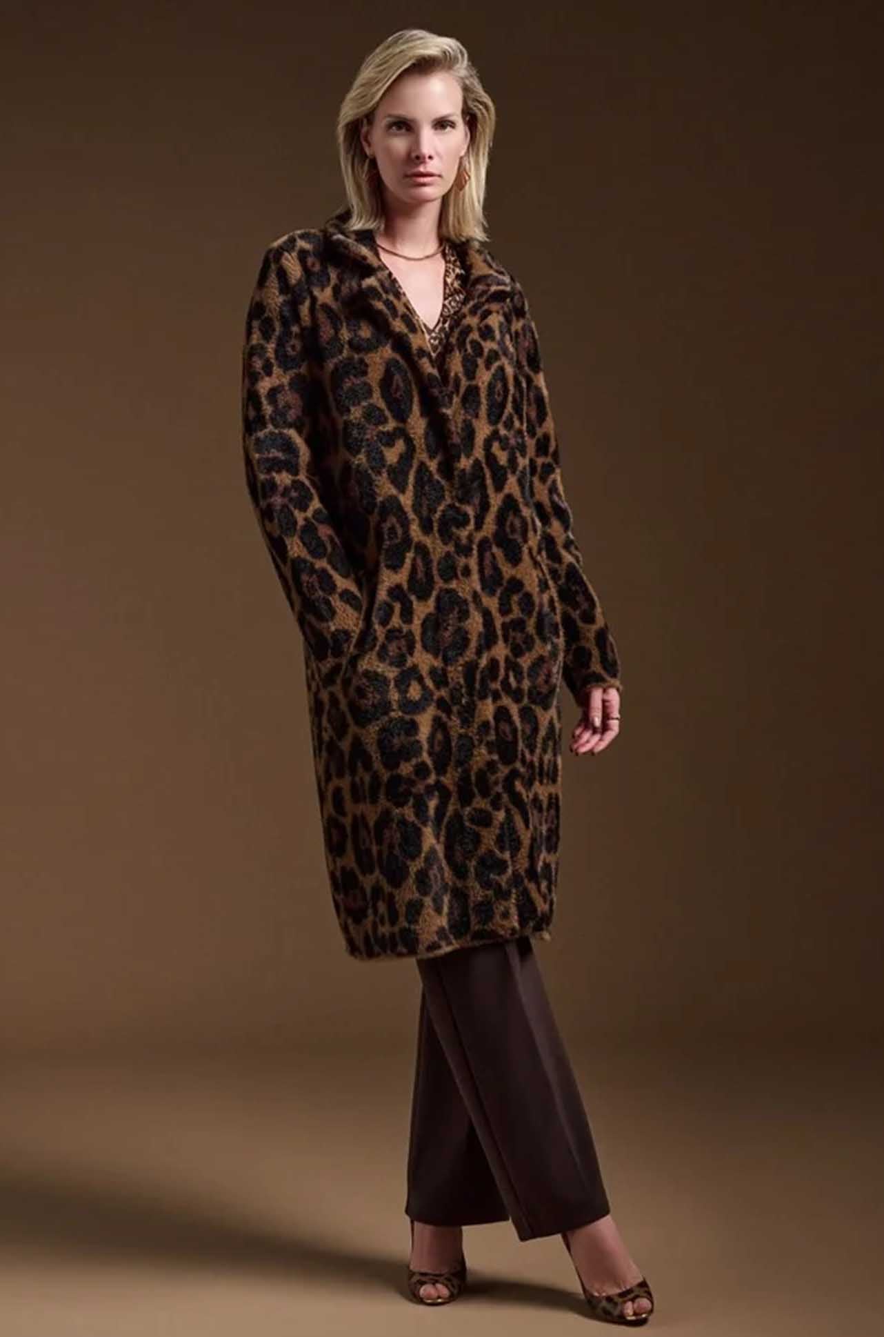 Joseph Ribkoff - Jacquard Sweater Animal Print Coat