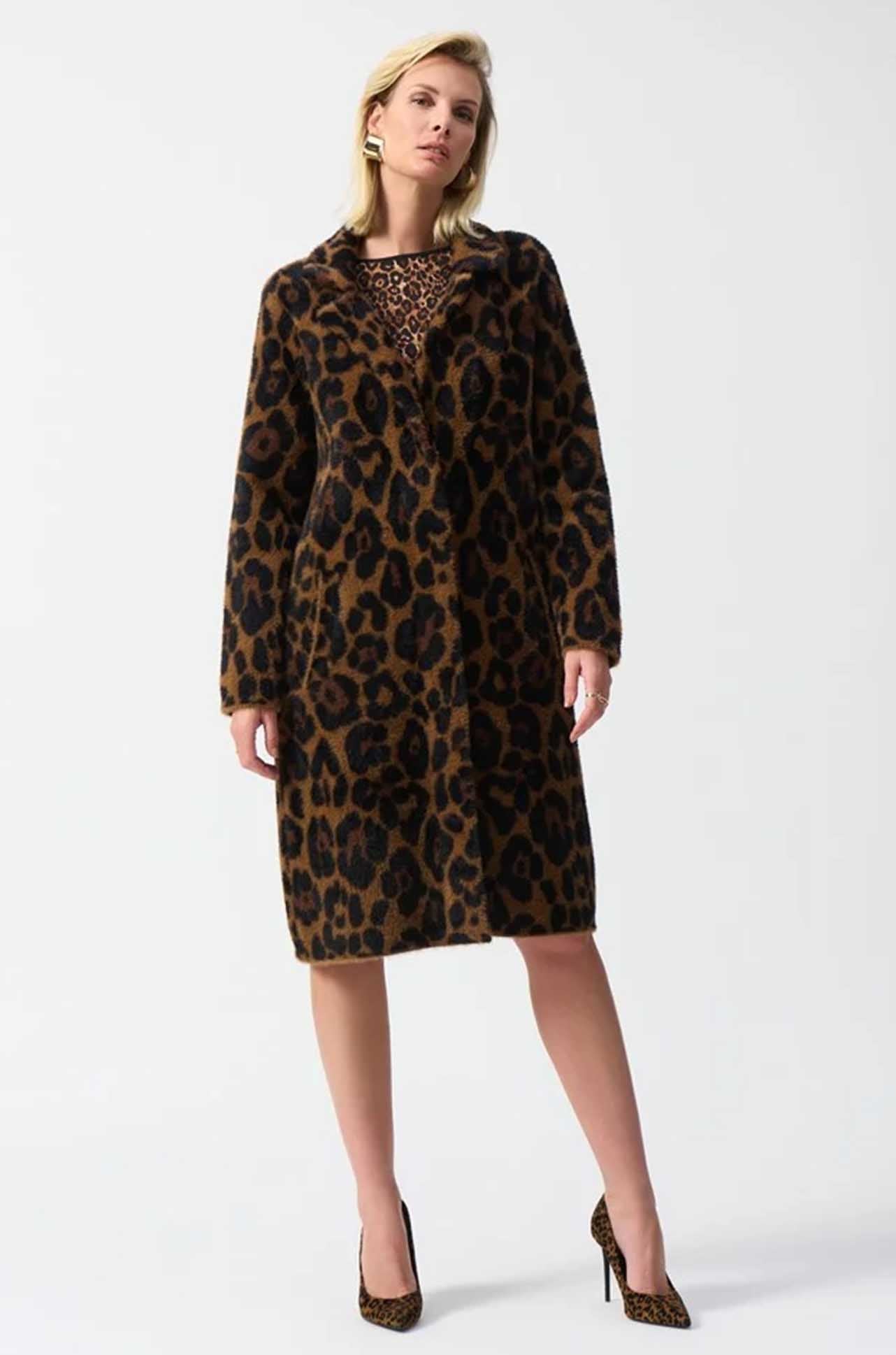 Joseph Ribkoff - Jacquard Sweater Animal Print Coat