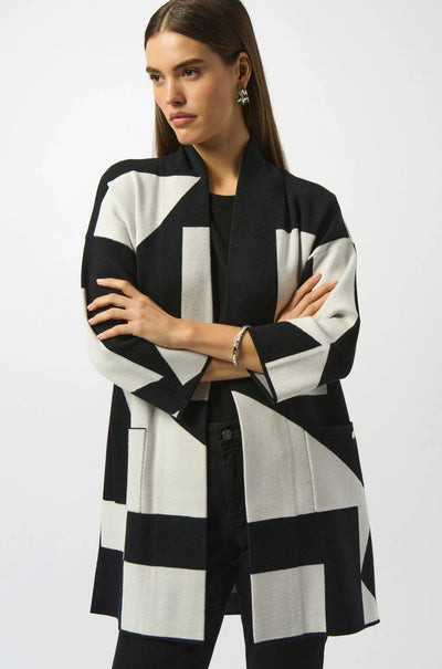 Joseph Ribkoff - Jacquard Sweater Knit Colour Block Cover Up