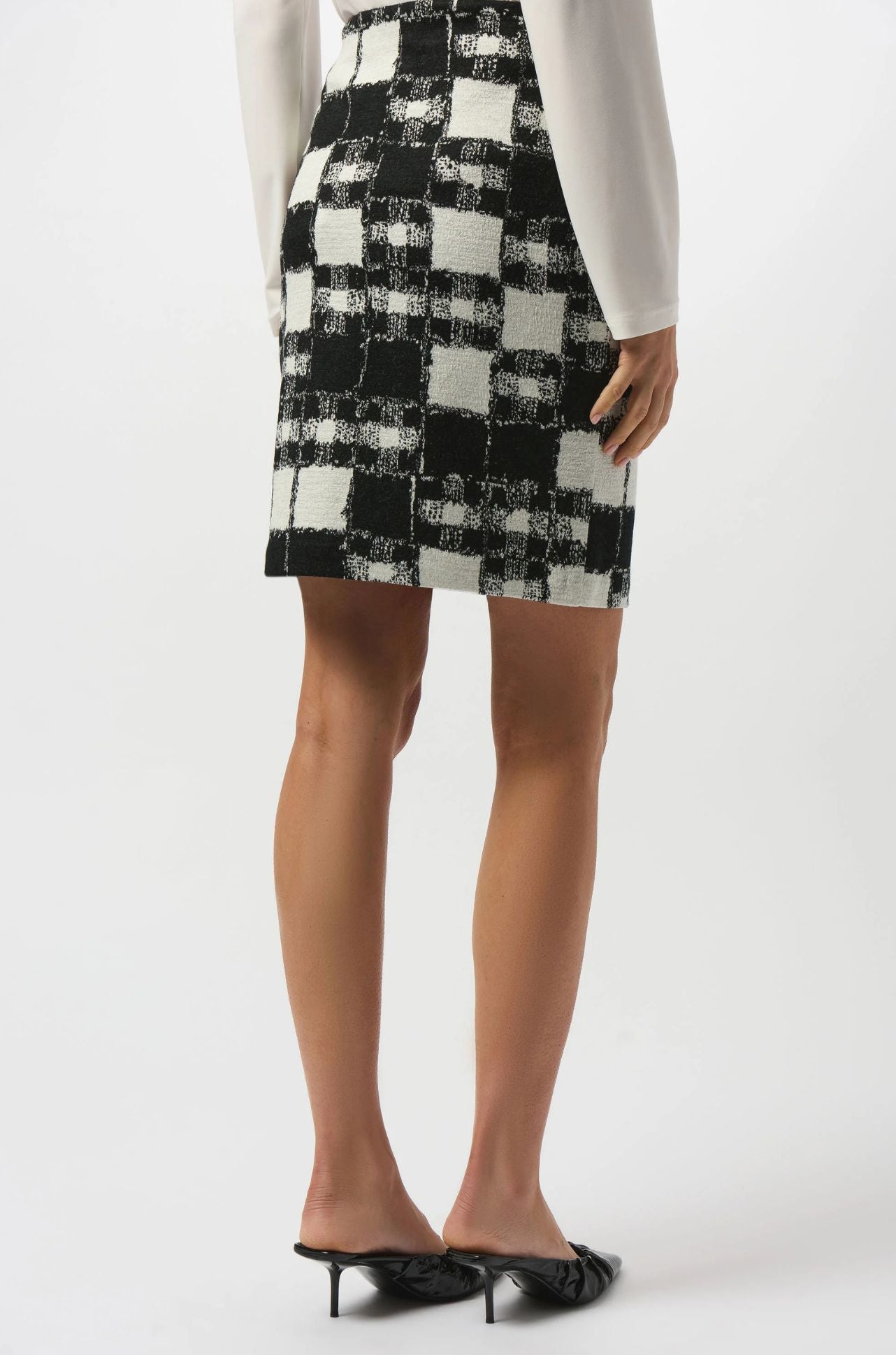 Joseph Ribkoff - Jacquard Sweater Plaid Print Pull On Skirt