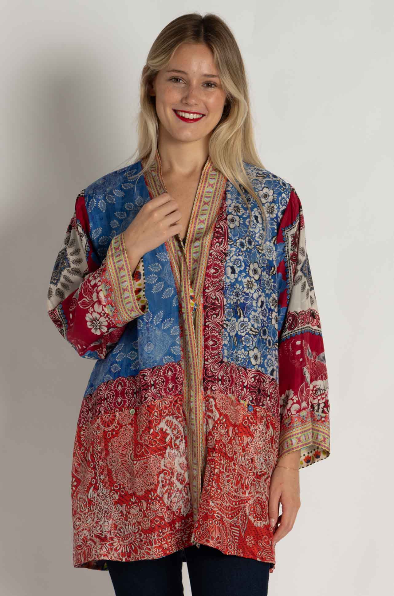 Johnny Was - Jade Reversible Kimono in Myna Scarf Print