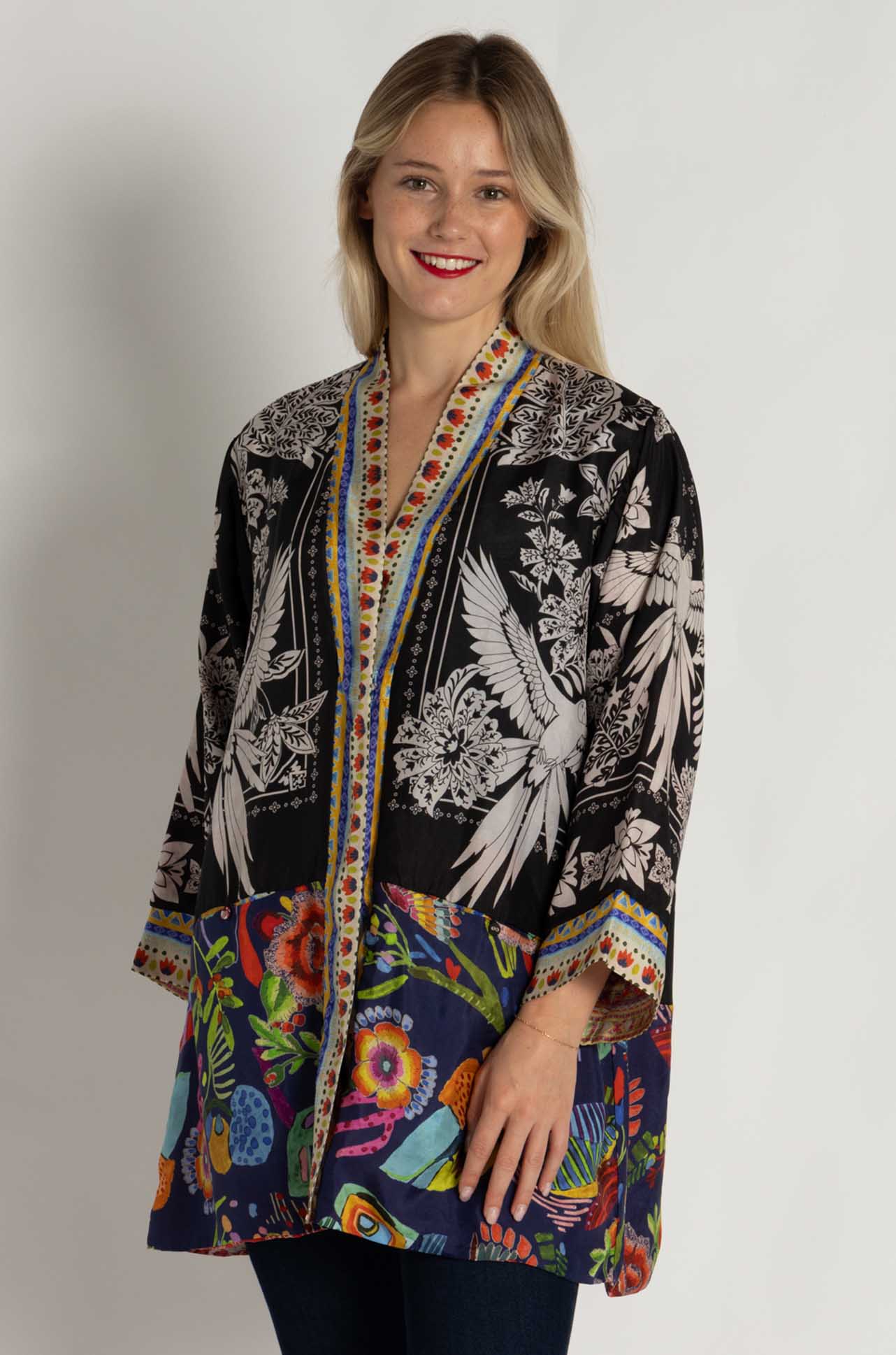 Johnny Was - Jade Reversible Kimono in Myna Scarf Print