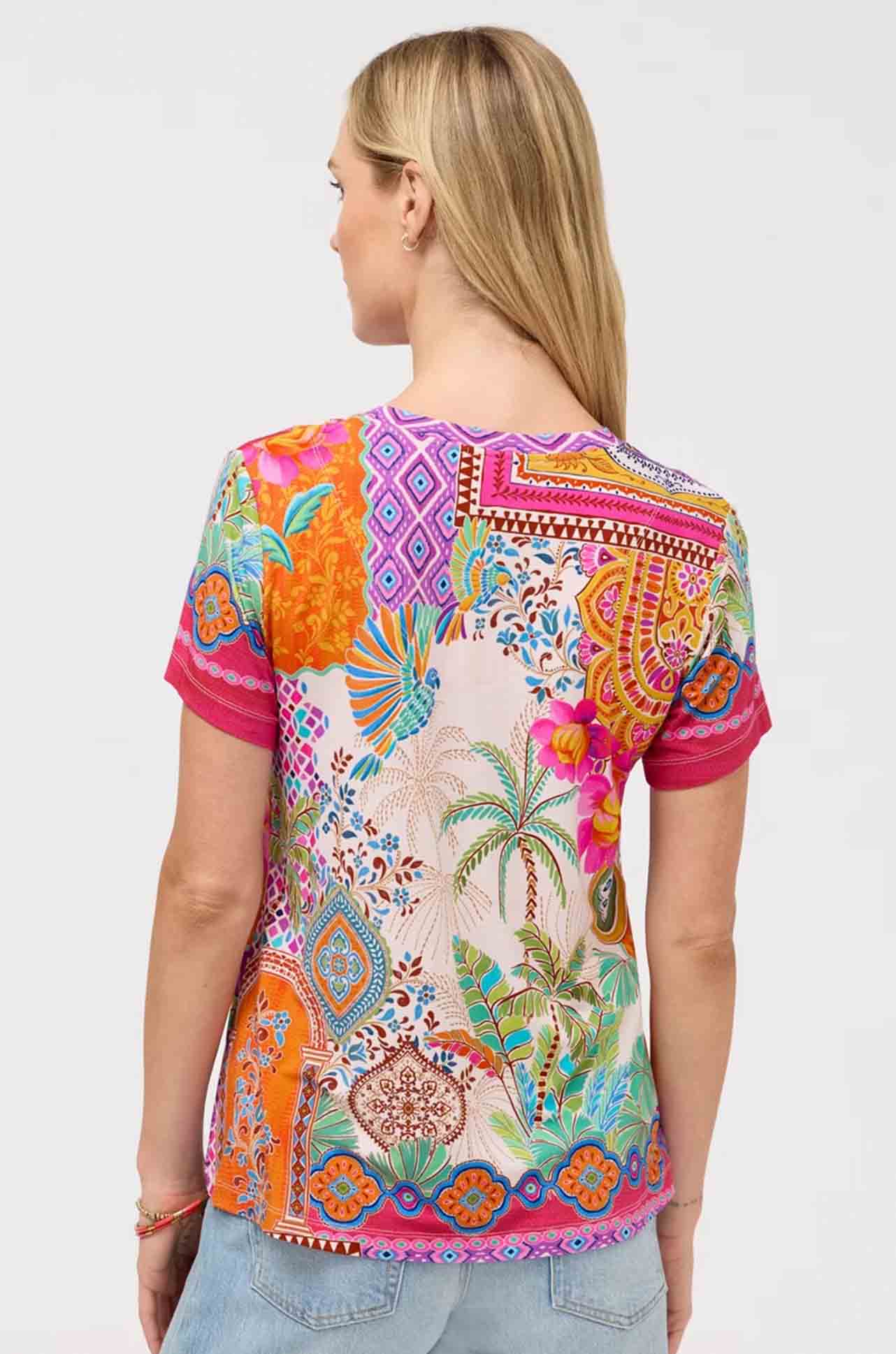 Johnny Was - The Janie Favorite Short Sleeve V Neck Swing Tee in Avelar