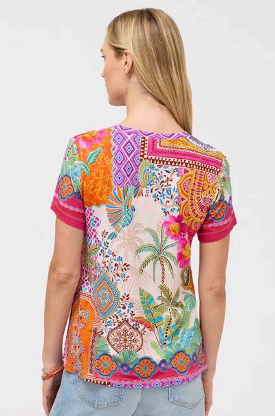 Johnny Was - The Janie Favorite Short Sleeve V Neck Swing Tee in Avelar