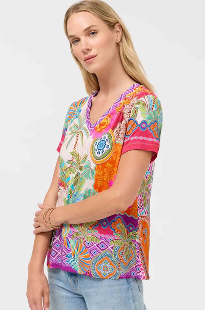 Johnny Was - The Janie Favorite Short Sleeve V Neck Swing Tee in Avelar