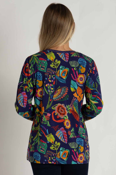 Johnny Was - The Janie Favorite 3/4 Sleeve V-Neck Tee in Farout Scarf Print