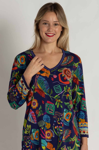 Johnny Was - The Janie Favorite 3/4 Sleeve V-Neck Tee in Farout Scarf Print