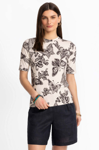 Johnny Was - The Janie Favorite Fitted Elbow Sleeve Tee in Sydnee
