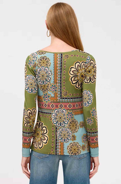 Johnny Was - The Janie Favorite LS Scoop Neck Fittted Tee in Kesia