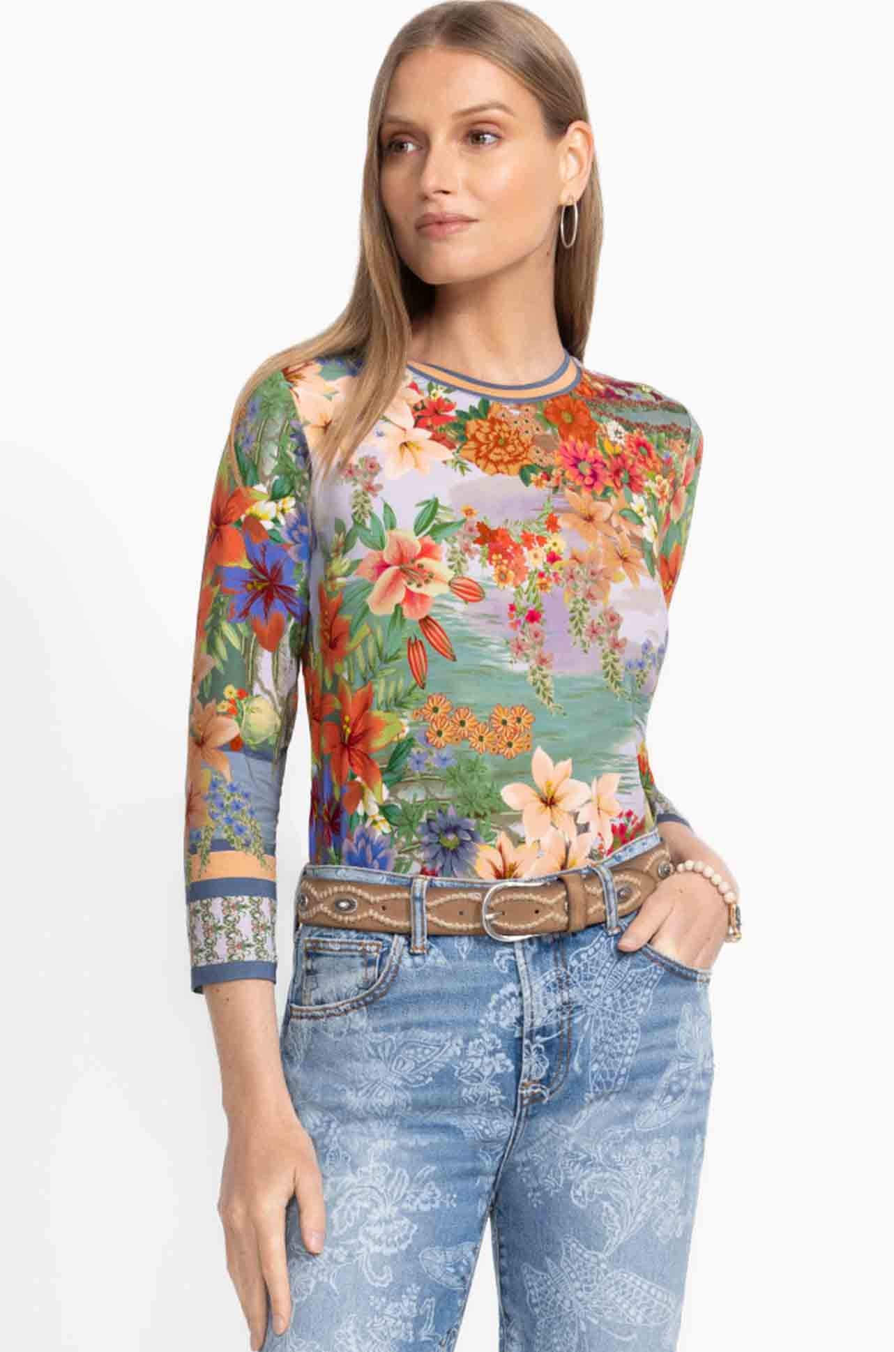 Johnny Was - The Janie Favorite 3/4 Sl Crew Neck Tee in Asteria