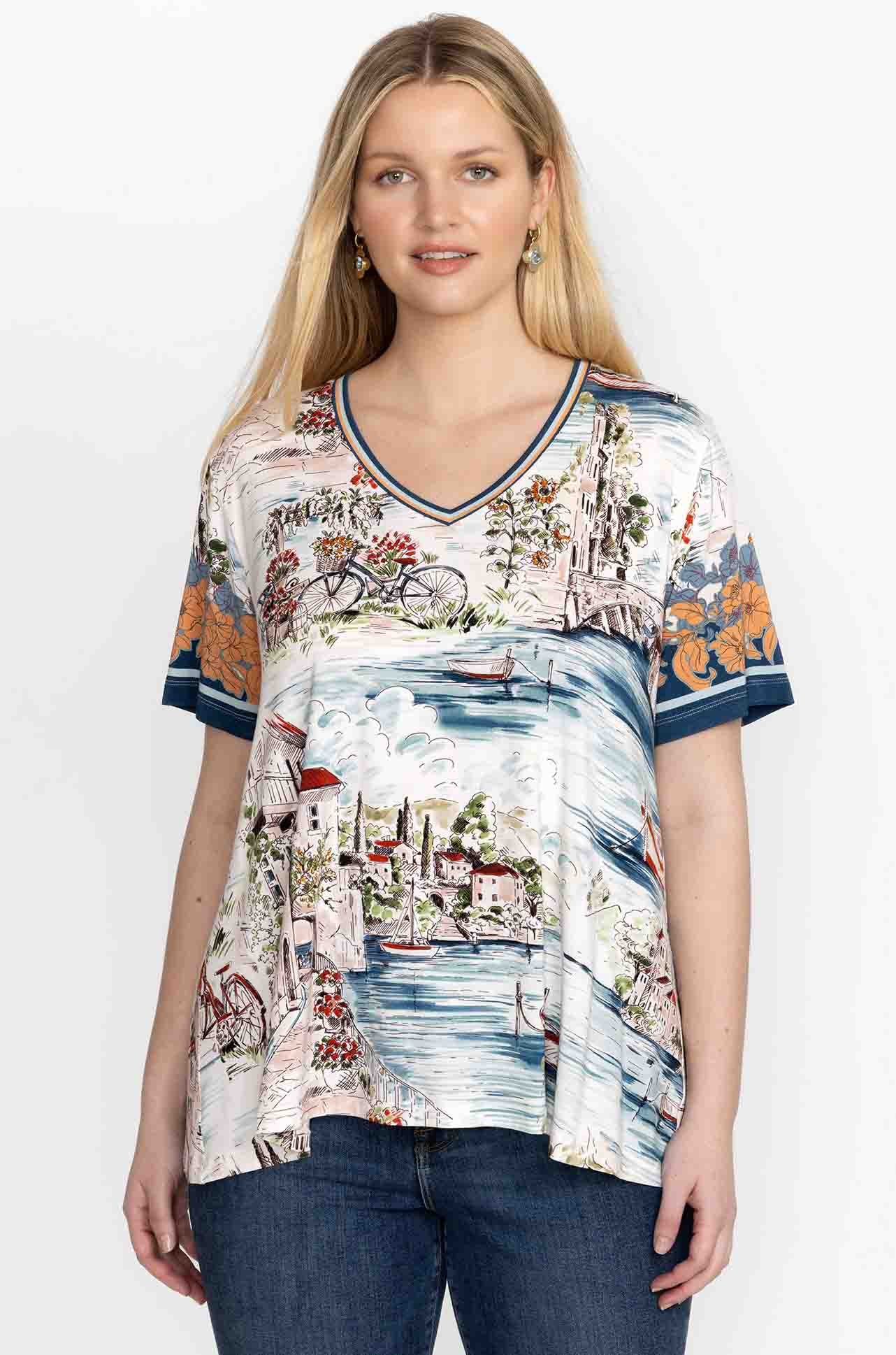 Johnny Was - The Janie Short Sleeve V-Neck Swing Tee