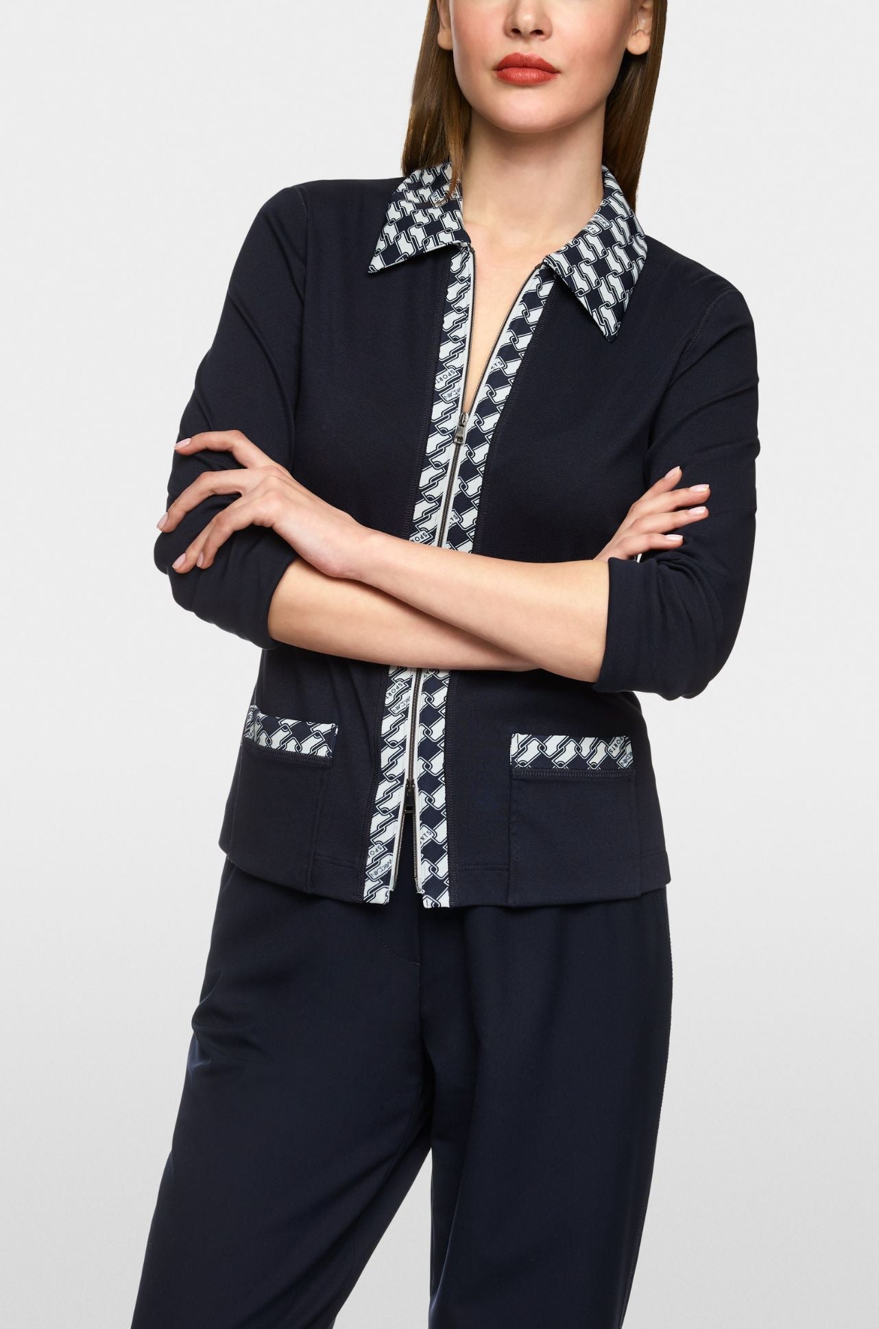 Marc Cain - Jersey Jacket with Cube Print Details