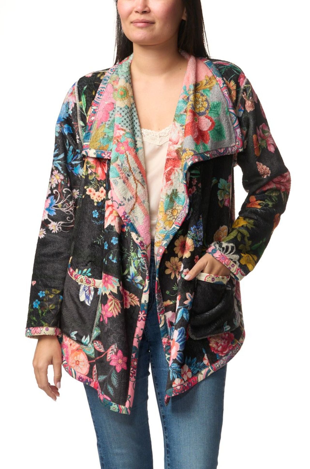 Johnny Was - Joan Wrap Reversible Sherpa Jacket in Akki