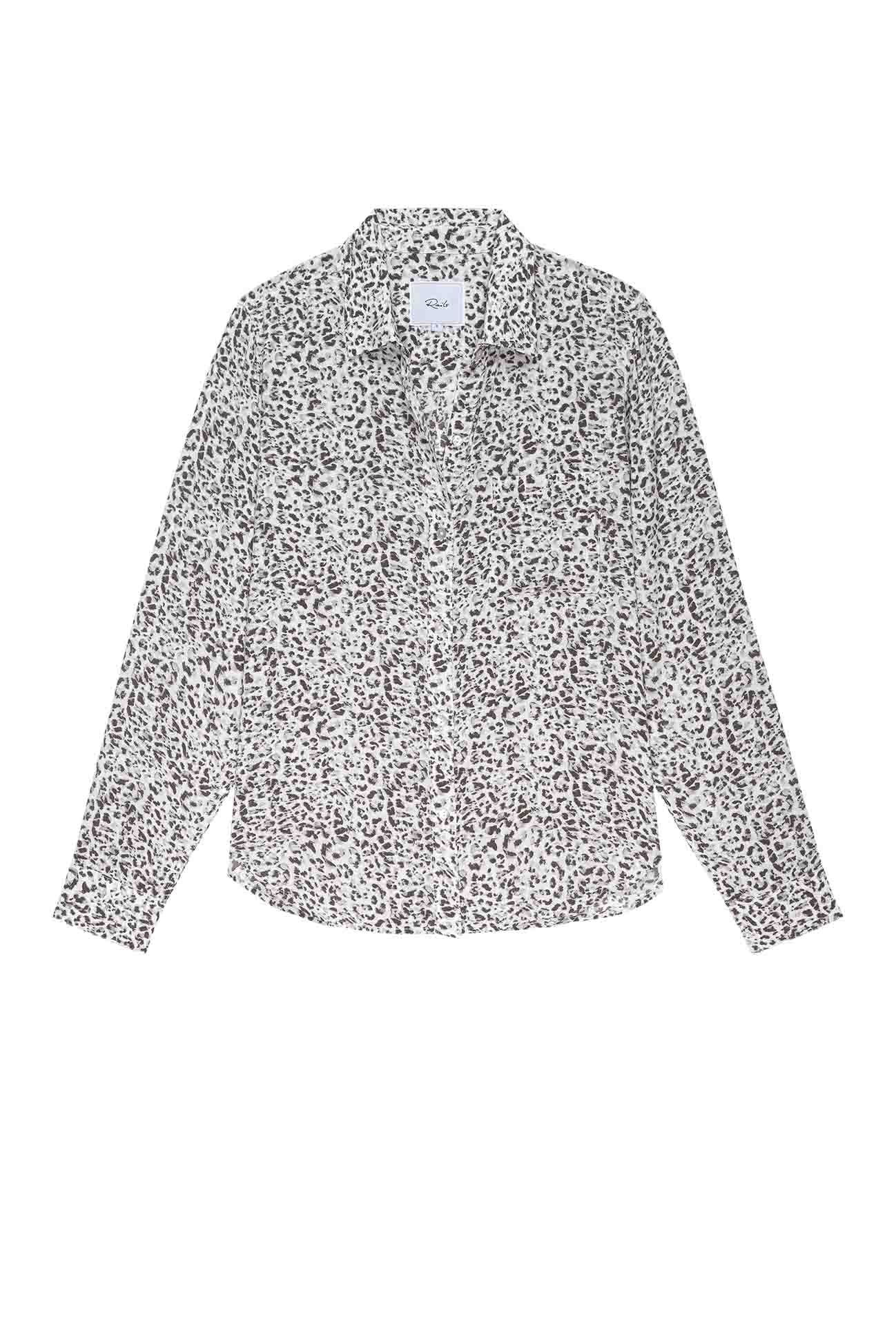 Rails - Josephine L/S Button Down in Charcoal Watercolour Cheetah