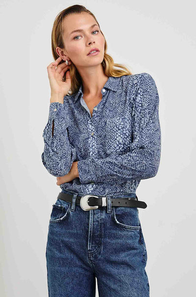 Rails - Josephine L/S Button Down in Navy Python