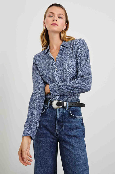 Rails - Josephine L/S Button Down in Navy Python