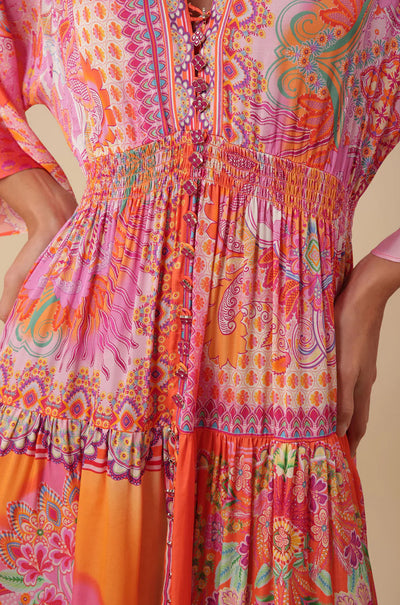 Hale Bob - Kaylee V-Neck Midi Dress in Orange
