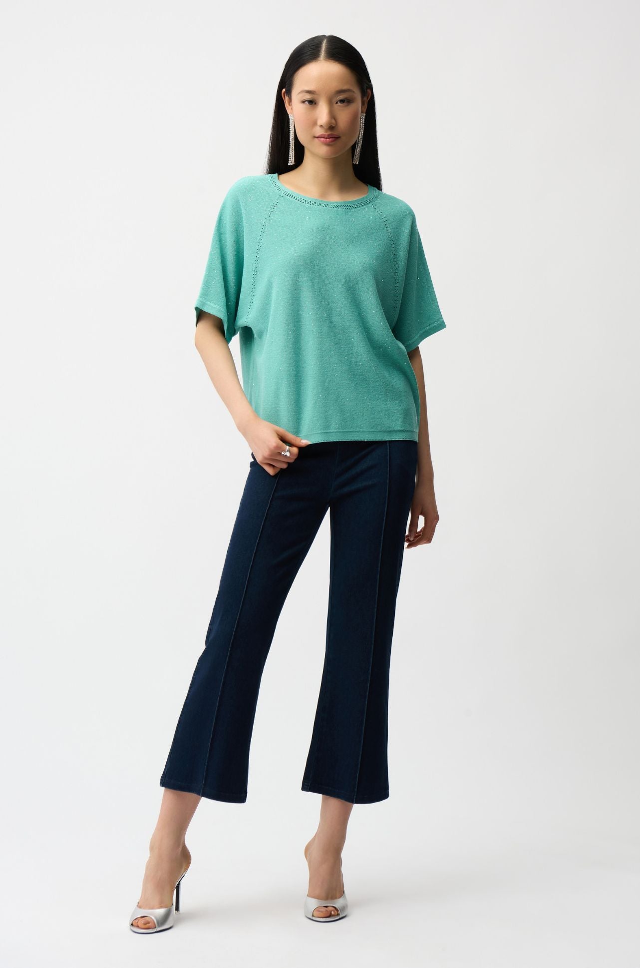Joseph Ribkoff - Knit Denim Cropped Flare Pant