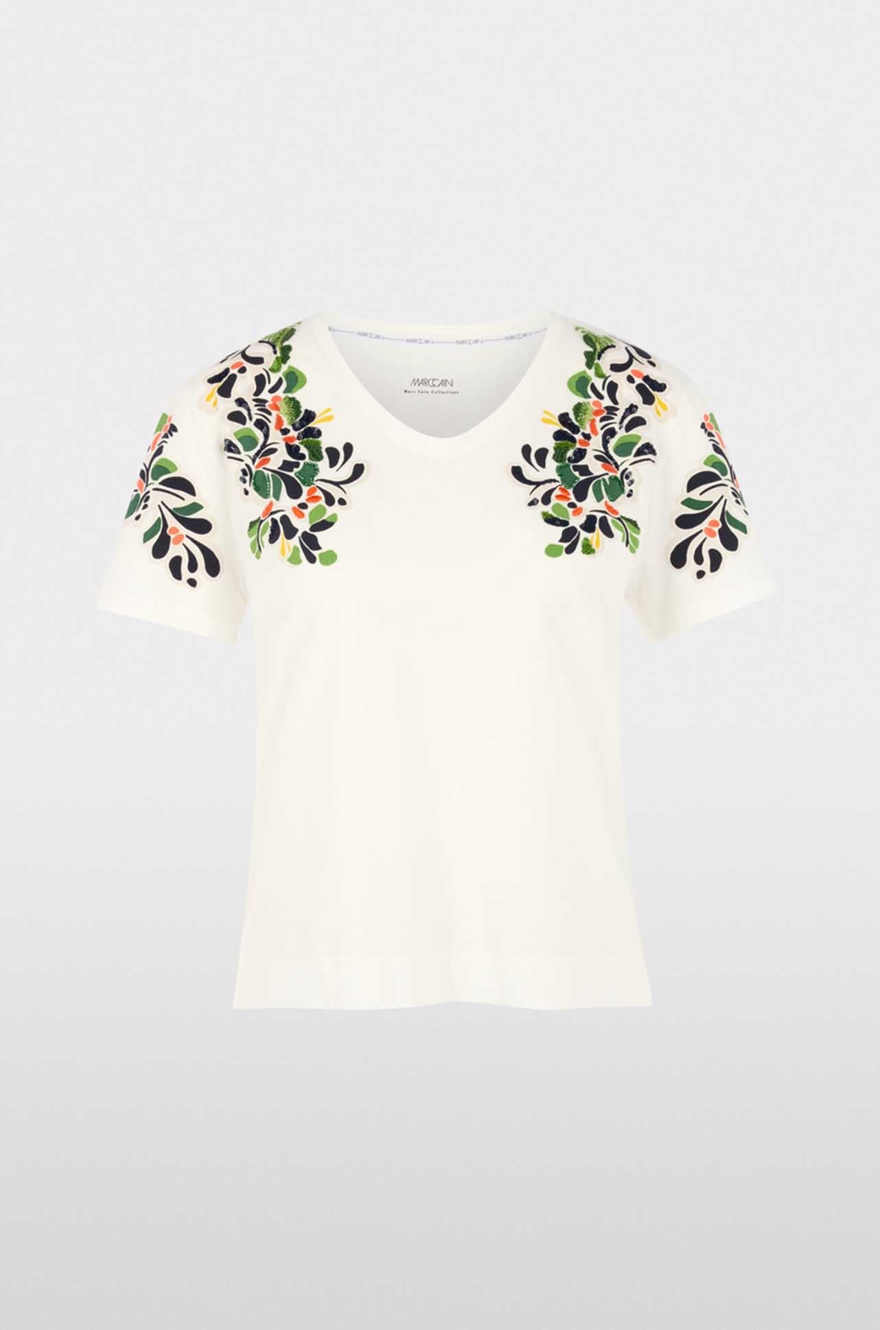 Marc Cain - Leo's Oasis Shirt w/ Hibiscus Print & Sequins