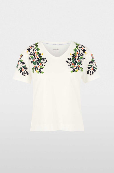 Marc Cain - Leo's Oasis Shirt w/ Hibiscus Print & Sequins