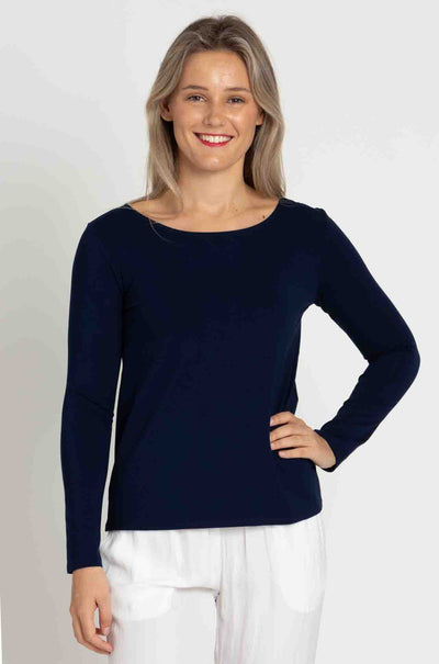 Mela Purdie - L.S Relaxed Boat Neck in Denim