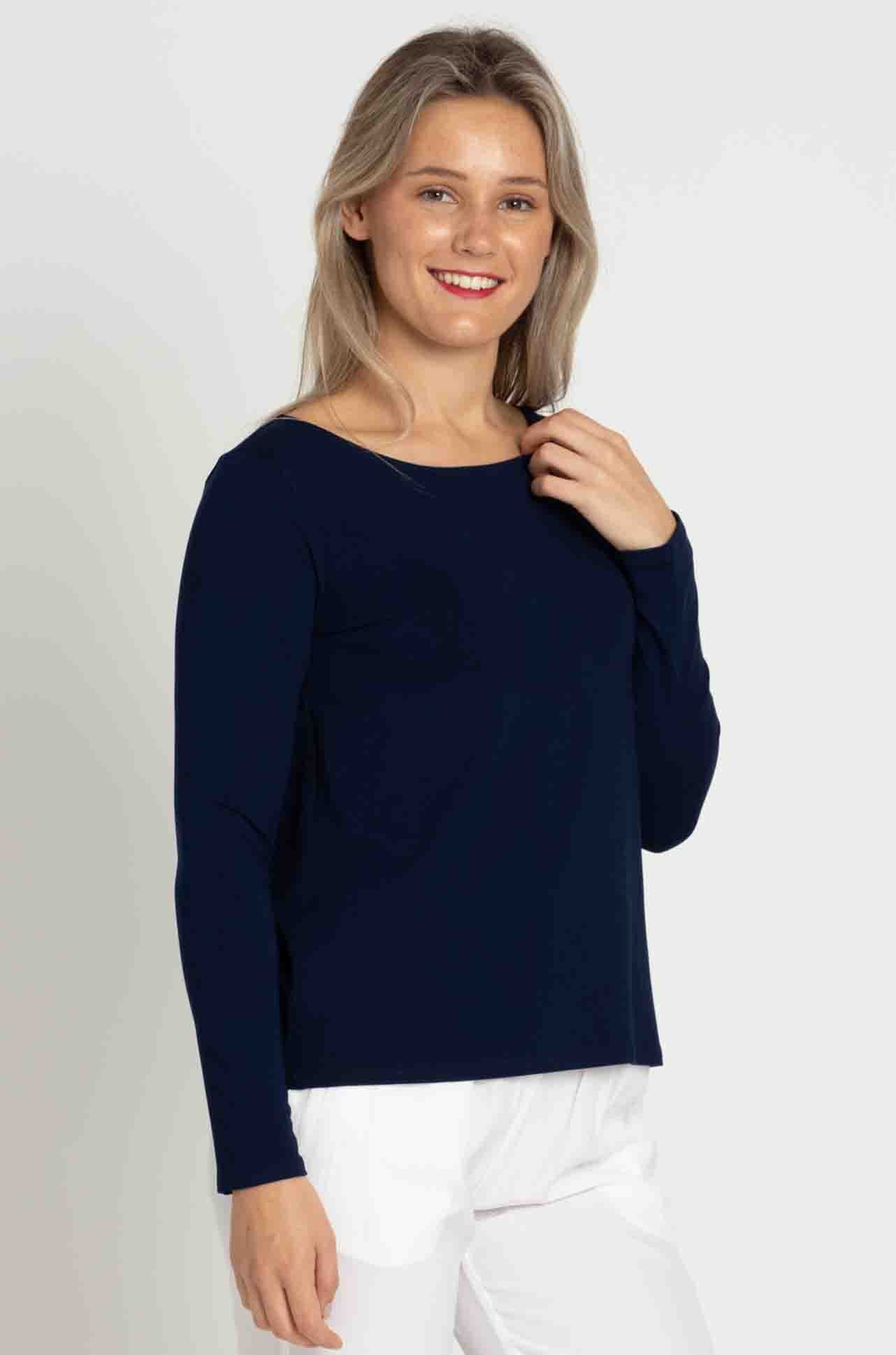 Mela Purdie - L.S Relaxed Boat Neck in Denim