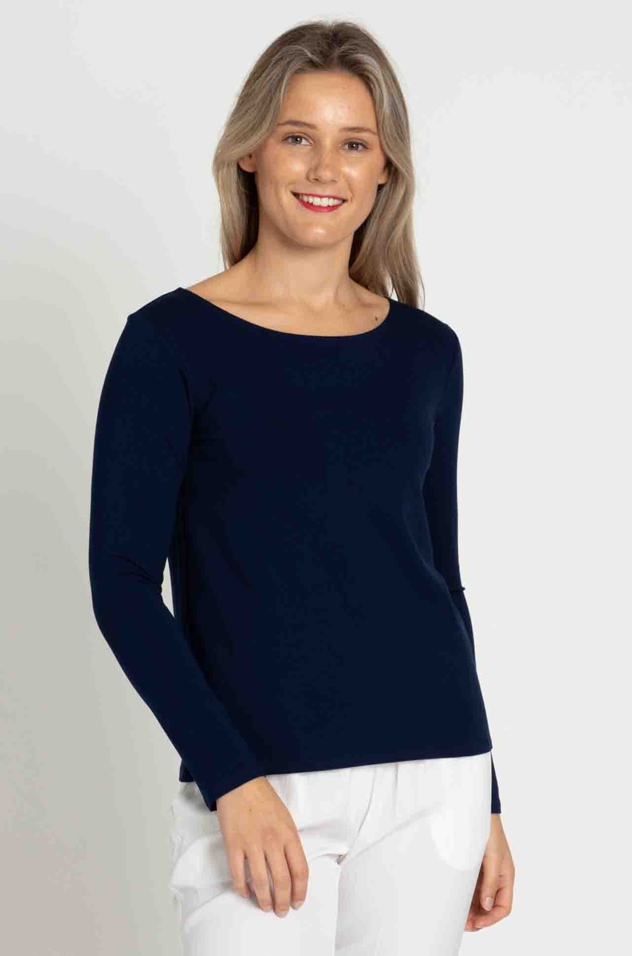 Mela Purdie - L.S Relaxed Boat Neck in Denim