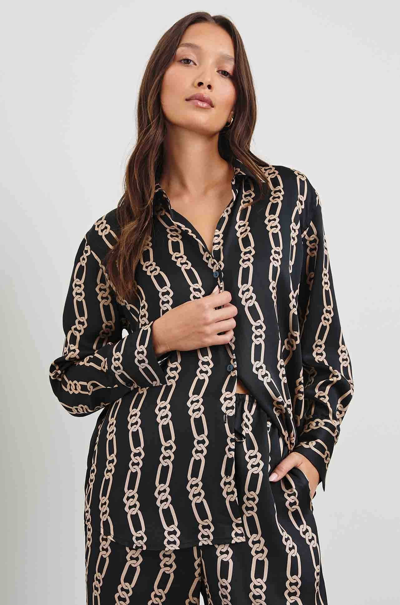Rails - Ledger Shirt in Black Gold Link
