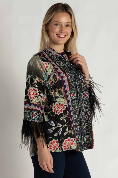 Johnny Was - Lewella Feather Trim Kimono