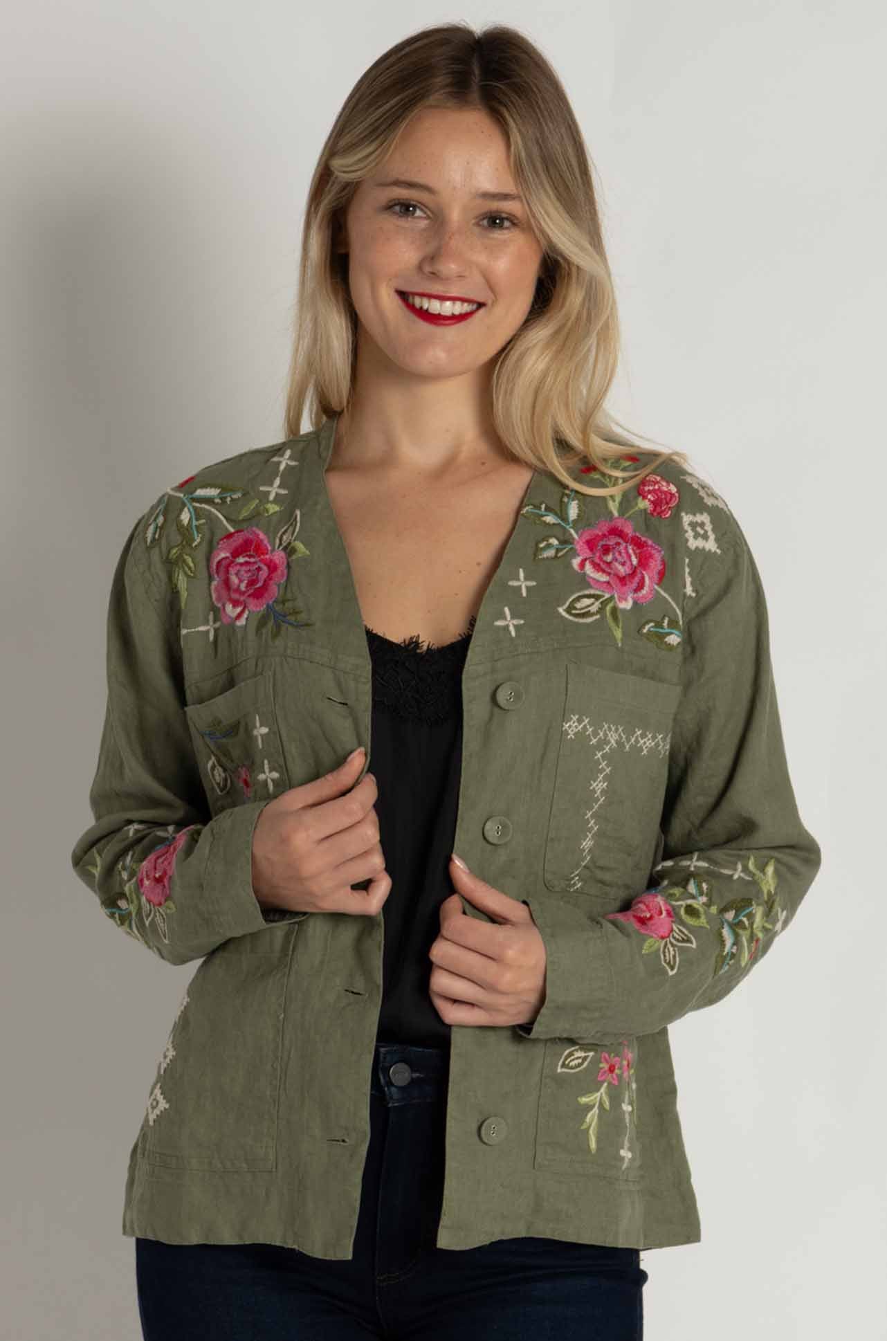 Johnny Was - Linen Workwear Jacket in Catia Print