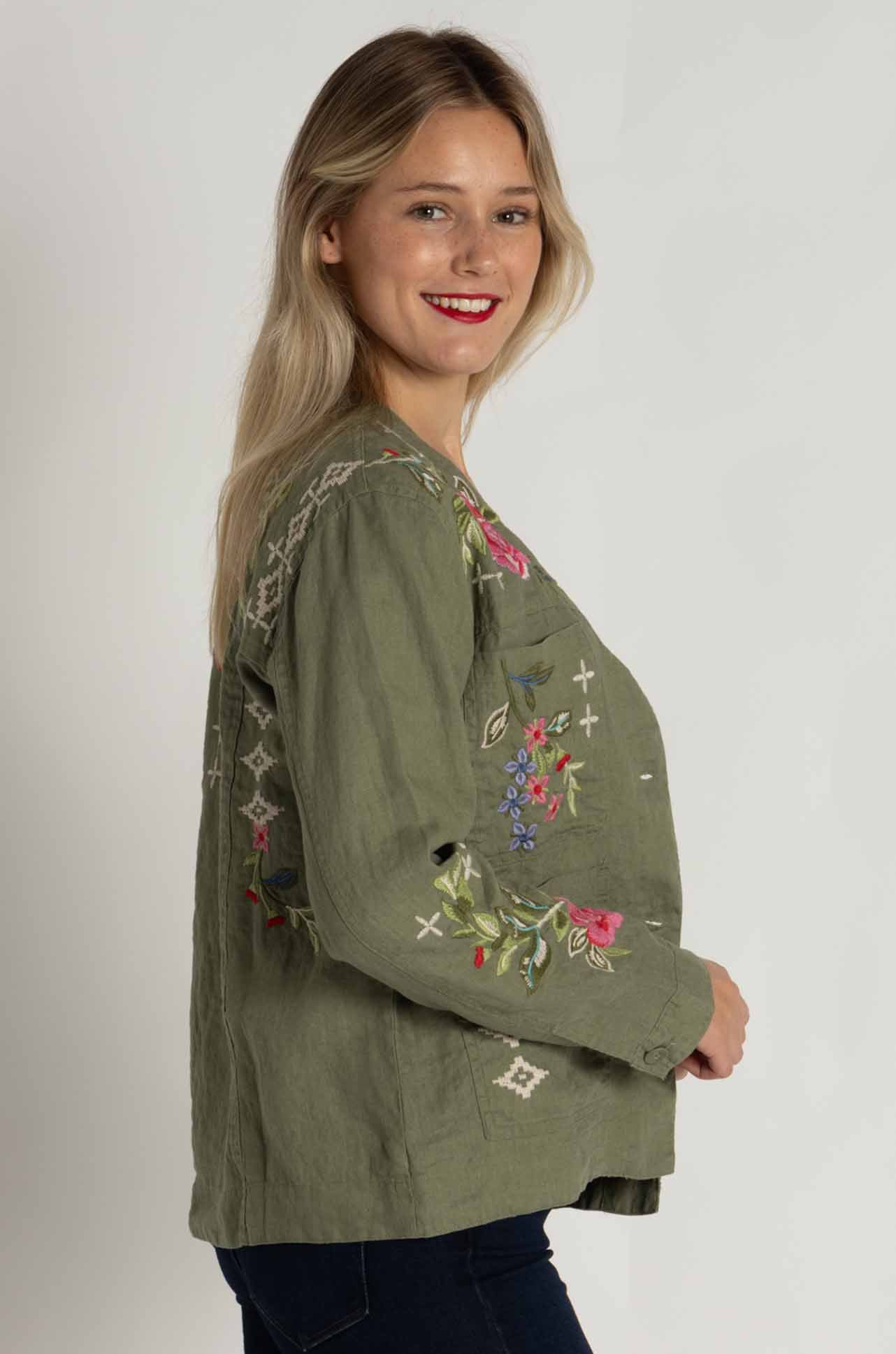 Johnny Was - Linen Workwear Jacket in Catia Print