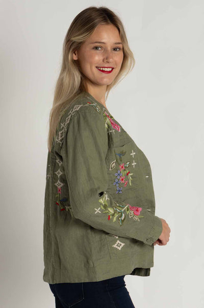 Johnny Was - Linen Workwear Jacket in Catia Print