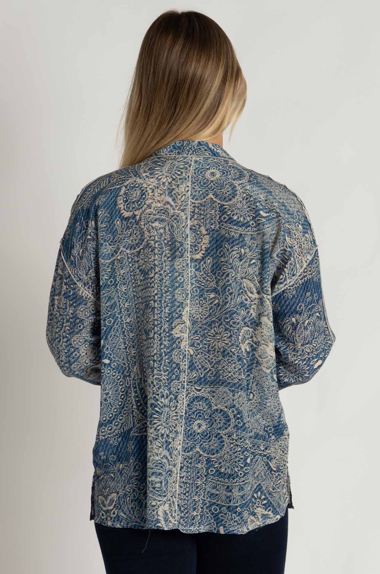 Johnny Was - Martijn Shirt in Denim Embroidery