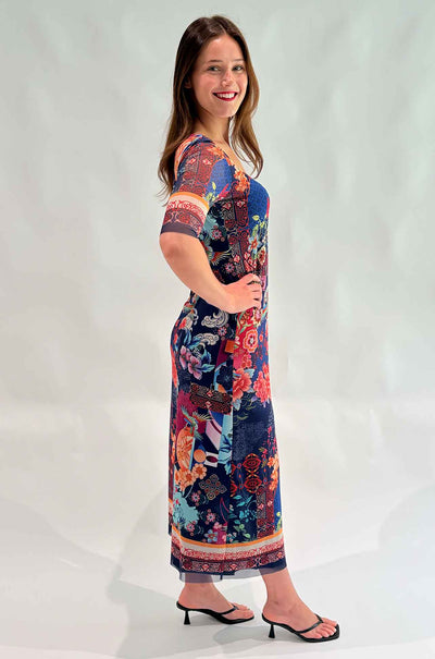 Johnny Was - Maya Mesh Midi Dress in Dreamer Blue