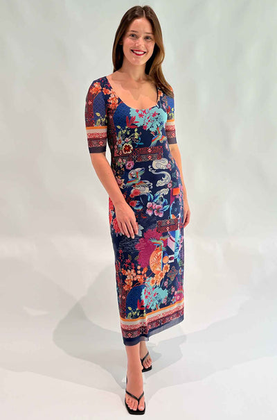 Johnny Was - Maya Mesh Midi Dress in Dreamer Blue