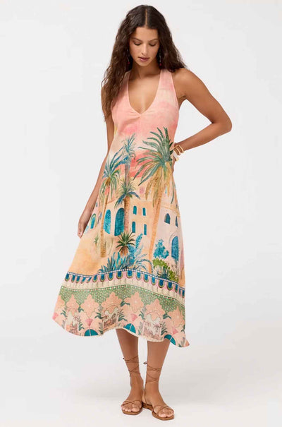 Johnny Was - Mayci Halter Midi Dress in Sirena