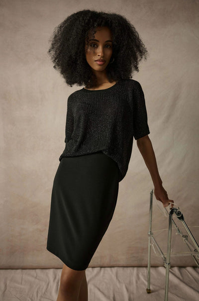 Joseph Ribkoff - Metallic Knitted Tshirt with Rhinestones