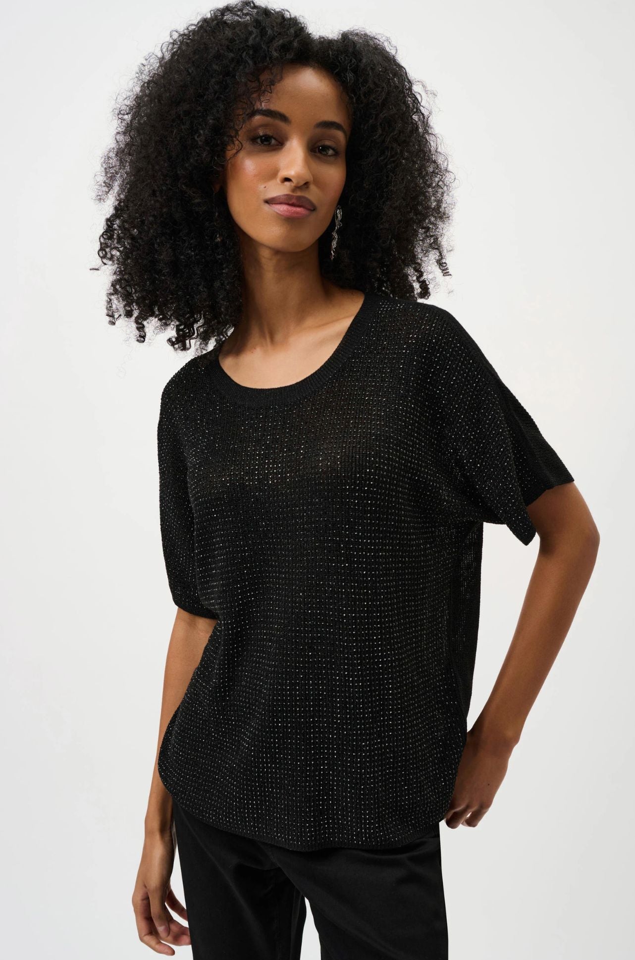 Joseph Ribkoff - Metallic Knitted Tshirt with Rhinestones