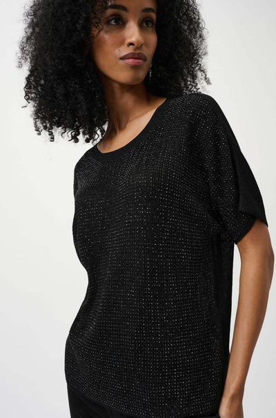 Joseph Ribkoff - Metallic Knitted Tshirt with Rhinestones