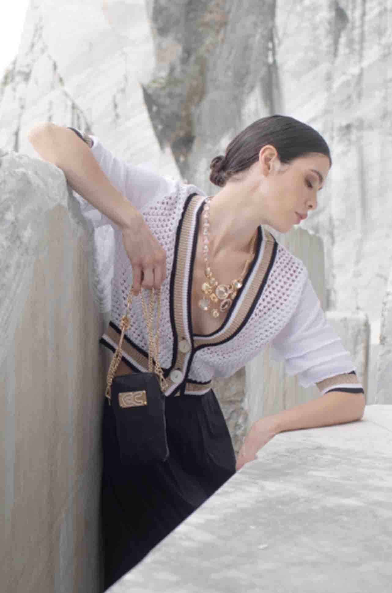 Elisa Cavaletti - Metallic Trim Knit Cardi