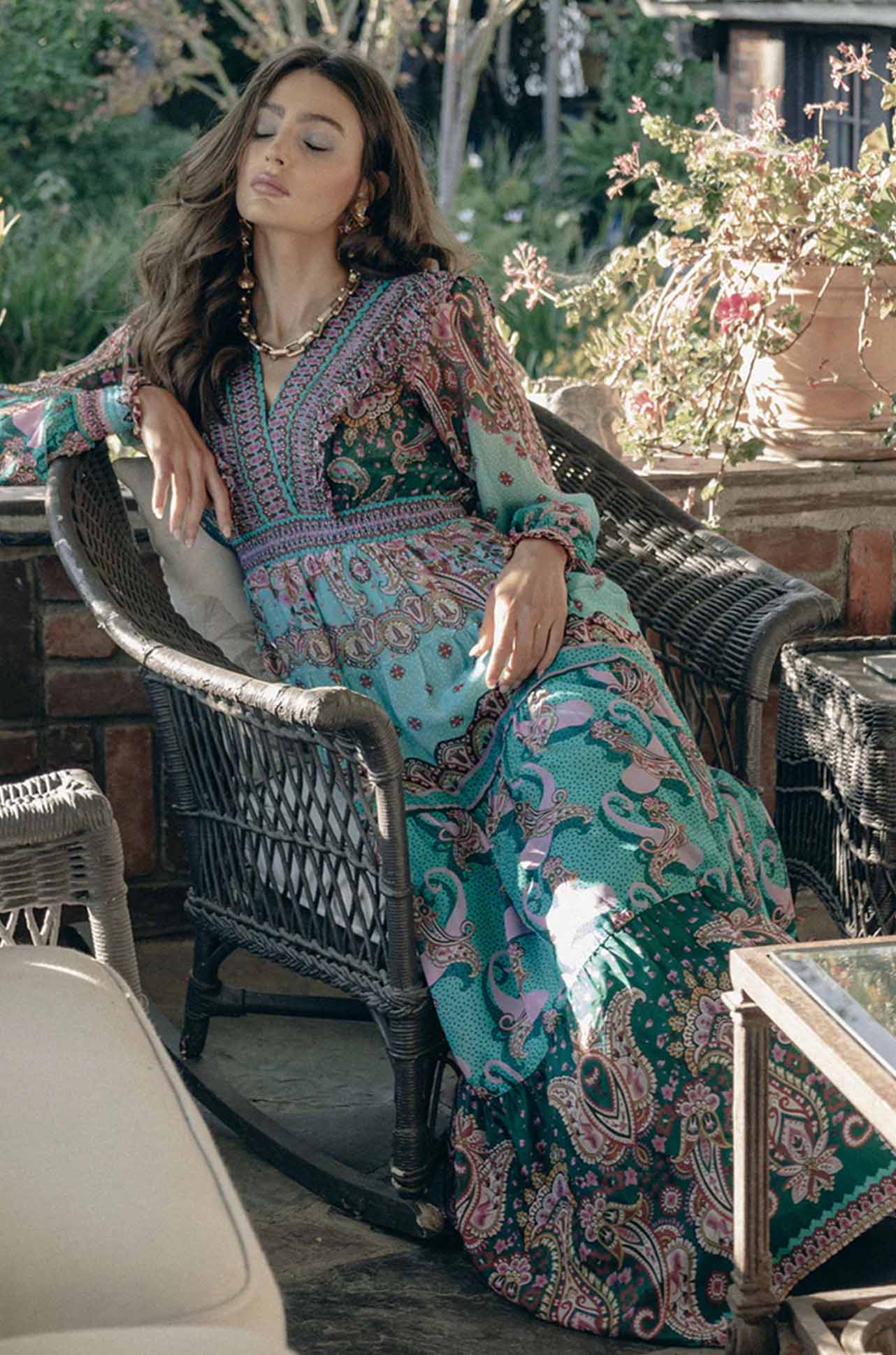 Hale Bob - Nylah L/S V Neck Maxi Dress
