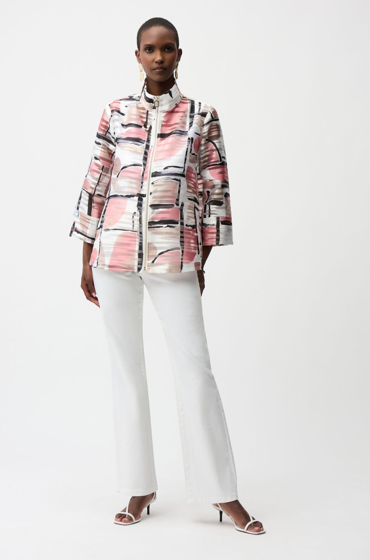 Joseph Ribkoff - Organza Jacquard Abstract Print Boxy Jacket