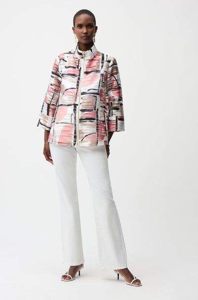 Joseph Ribkoff - Organza Jacquard Abstract Print Boxy Jacket