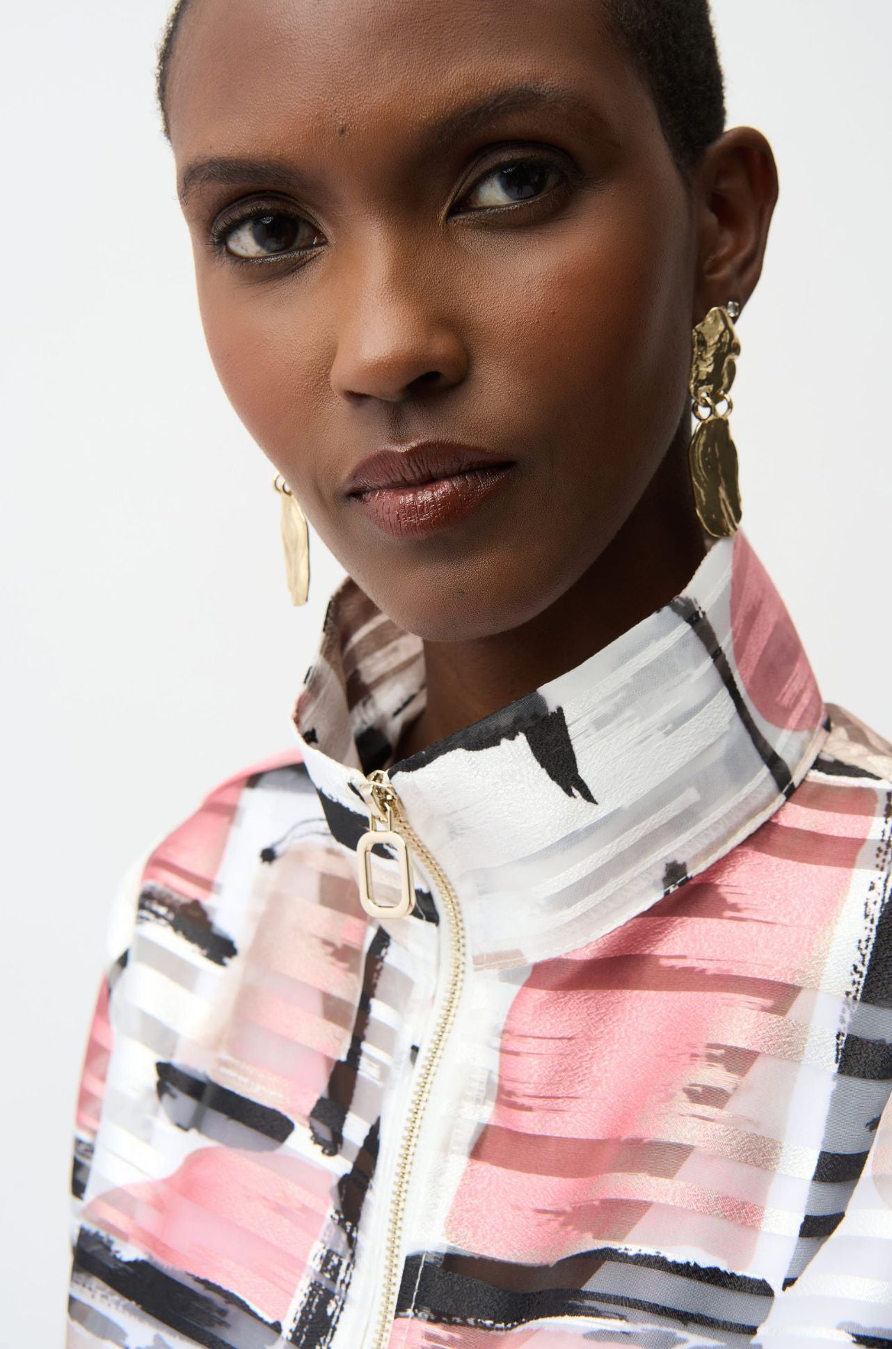 Joseph Ribkoff - Organza Jacquard Abstract Print Boxy Jacket