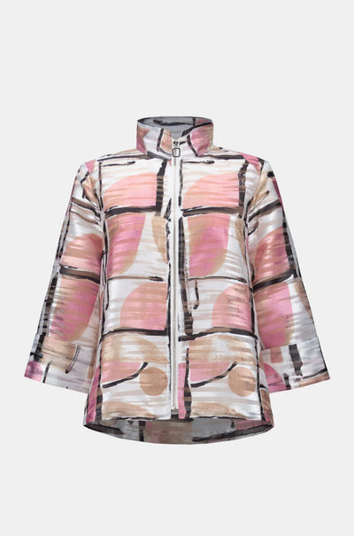 Joseph Ribkoff - Organza Jacquard Abstract Print Boxy Jacket